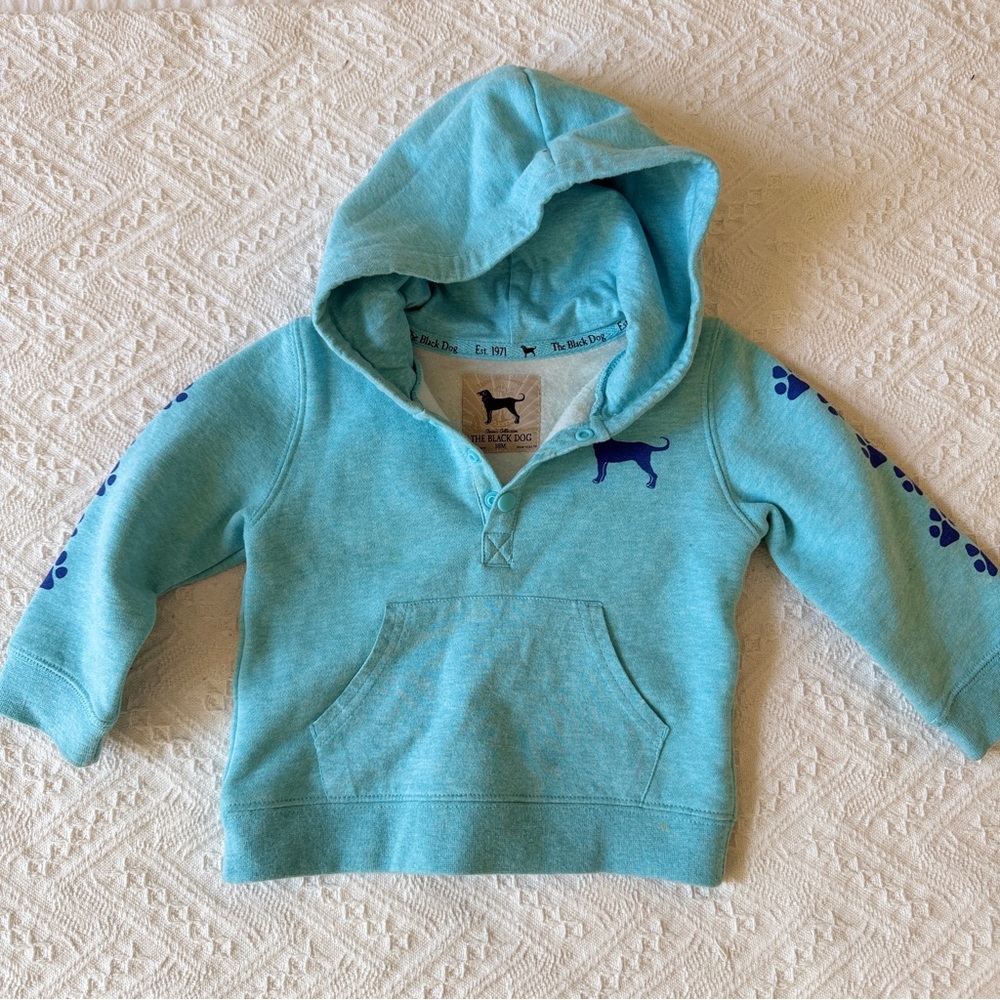 The Black Dog Aqua Hoodie with Paw Prints